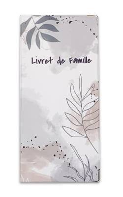 Schutzhülle für Familienbuch, Motiv: Blätter, abstrakt, Rosa und Grau, hergestellt in Frankreich, weiß/grün, Etui von Générique