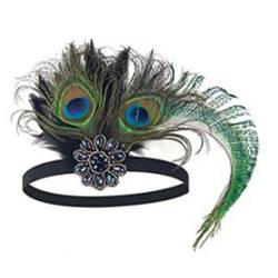 1920er-Jahre-Stirnband für Damen, Flapper-Kopfschmuck für Party, Kopfbedeckung, elegante Feder, glitzerndes Haarband, Haarschmuck von Generisch