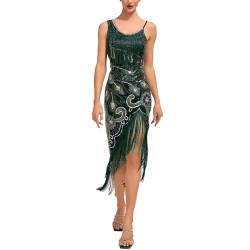 1920s Charleston Kleid Mini Damen Perlen Fransen Flapper Charleston Kleid Gatsby Cocktail Party Kostüm Kleid 20er Jahre Abschlussballkleid Cocktailkleid Damen Fasching Kostüm Paillettenkleider von Generisch