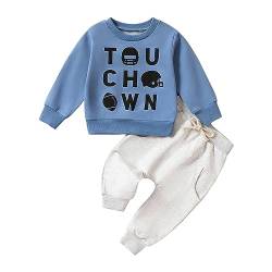 2 Set Kinder-Outfit, weiche Baumwolle, warm, Rundhalsausschnitt, vierfarbig, olivgrüner Aufdruck, langärmeliges Kapuzenpullover-Set für oder Mädchen Baby Girl Set New Geboren (Blue, 12-18 Months) von Generisch