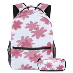 2-teiliges Schultaschen-Set mit Blumenmuster, für Jungen, Mädchen und Teenager, stilvolle Reisetasche, Mehrfarbig Nr. 01, B：29.4x20x40cm P：19x7.5x3.8cm, Tagesrucksäcke von Generisch