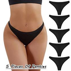 2023 5er Pack String Tanga Damen Baumwoll Tangas Sportbund Thongs Soft Unterhosen Frauen Unterwäsche Mehrpack Damen Atmungsaktiv Panties Frauen Unterwäsche S-XL von Generisch