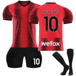 23/24 AC-Milan Nr.10 Rafael Leão Neue Saison Fußballtrikots Shorts Socken Set für Kinder und Erwachsene, ACM Hause/Auswärts Fussball Trikots für Jungen Herren von Generisch