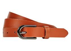 2cm Damen Gürtel aus Leder, Jeans Ledergürtel RDS-01 (Cognac, 125 cm (Gesamtlänge 140 cm)) von Generisch