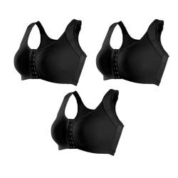 3er Pack Damen Postoperativer Sport BH Ohne Bügel Vorderverschluss Racerback Kompressions BH Haken Und Öse Komfort BH Nach Brust Op Nahtlose Starker Halt Sport Bustier Joggen Yoga Fitness Bra von Generisch