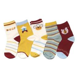 5 Paar Kindersocken mit bunten Tier- und Naturdesigns (4 Größen) - Socken Jungen - Socken Mädchen - Kindersocken Mädchen - Kindersocken Jungen - Strümpfe Kinder (M 4-6 Jahre ) von Generisch