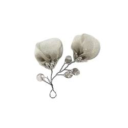 50 Stück handgefertigte Perlen Kristall Stoff Blume für DIY Haarschmuck Brosche Kleidung Dekoration grau von Generisch