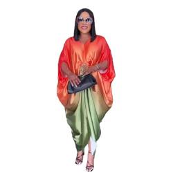 Afrikanische Abayas für Frauen, muslimisches Kleid, Kaftan, Marocain, Hochzeit, Party, Robe, Orange, One size von Generisch