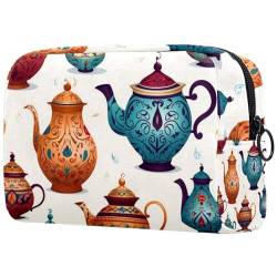 Arabische Teekannen für Damen, niedliche Make-up-Tasche mit Reißverschluss, Kulturbeutel, Reise-Kosmetik-Organizer, Mehrfarbig 2, 18.5x7.5x13cm/7.3x3x5.1in, Art déco von Generisch