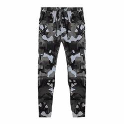 Arbeitshosen Männer, Herren Hose Patchwork Camouflage Jogging Hosen Outdoor Sporthosen Fitnesshosen Cargohose Mehrfachtaschen Baggy Chino Jegging Schwarz Jogginhosen Herrn Active (6XL, Grau) Generisch von Generisch