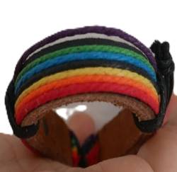 Armband aus braunem Leder, Gay Pride, LGBT, Regenbogenflagge, lesbischer Mann und Frau, Partyspiele von Generisch