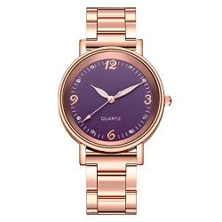 Armbanduhr Schwarz Schlicht für Damen & Herren Analog Uhr Schlanke, minimalistische Mode mit Armband, Zifferblatt, Damen-Quarz-Silikonarmband, Digital Watch Womens Neutral (a-Purple, One Size) von Generisch