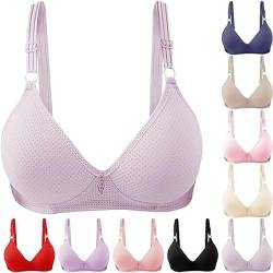 BH Damen ohne Buegel Baumwolle Bequemer BH Push Up Soft BH Trägerverstellbarer Softschalen BH Atmungsaktiver Klassischer T Shirt BH Wohlfühl Bustiers Top Sale Angebote Grau XXL von Generisch