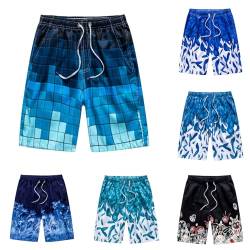 Badehose Herren 4XL Retro Schwimmhose Lustig Hawaii Schnelltrocknend Badeshorts Boardshorts Männer Freizeit Kurz Tropischer Druck Strand Shorts Sommer Strandhose mit Tasche Bermuda Badehosen von Generisch