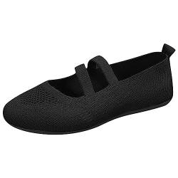 Ballerinas Damen Leichte Stoff Runde Stoffschuhe Espadrilles Elegant Bequem Flach Loafer Flache Schuhe Schwarz Breite Füße Mokassin Balerinaschuhe Ballerinas von Generisch