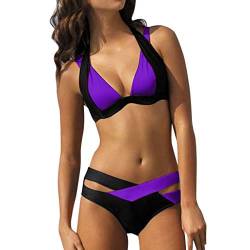 Bandeau Bikini Damen Glitzer Damen Bikini Set b Damen Speedo umstandsb mit Cup Push up b Arena b Damen Lila-B XL 19.99 von Generisch