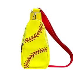 Baseball-Schultertasche für Herren und Damen, Brusttasche, Sporttasche, Kuriertasche, Kuriertasche, weich, gelb, Einheitsgröße von Generisch
