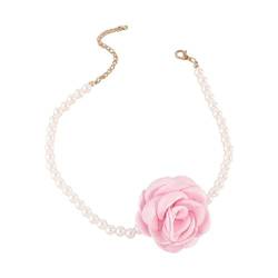 Blumen-Perlenketten/Ohrringe, kleine Blumen-Choker/Ohrringe, Blumenketten/Ohrringe, Schmuck für Frauen, Schmuck, Geschenk, Kamelien-Perlen-Halskette von Generisch