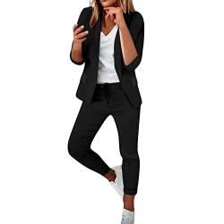 Business Outfit Damen Zweiteiler Hosenanzug Formal Slimfit Damenanzug Hose Langarm Business Anzugjacke Zweiteiliger Sportlich Anzug Set Freizeitanzug Kleidung Blazer Buisnesskleidung Business Anzug von Generisch