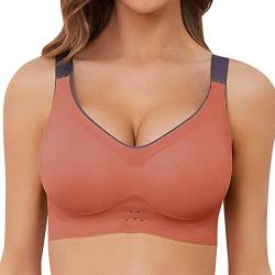 Bustier Damen Große Brüste, Push Up Gepolstert Baumwolle BH Ohne Bügel Sport BH Große Größen Fitness Rückenfrei Sport Bustier Soft BH Starker Halt Cross Back Seamless BH von Generisch