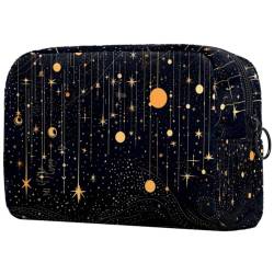 Constellations Kosmetiktasche mit Nachtlicht, große Kapazität, Kosmetiktasche für Damen, wasserdicht, tragbar, Kulturbeutel, Make-up-Organizer, mehrfarbig 3, 18.5x7.5x13cm/7.3x3x5.1in, Art déco von Generisch