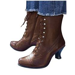 Cowboystiefel Schlupfstiefel Westernstiefel Kurze Schnürstiefel Kurzschaft Stiefel Herbst/winter Damenstiefeln Plateau Stiefeletten Winterstiefel Rutschfeste Low Heel Damen-Boots Stiefel Damen von Generisch