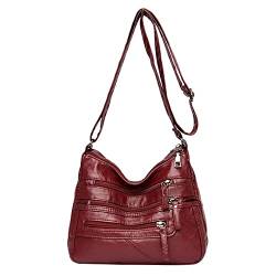 Crossbody-Tasche für Damen, lässig, verstellbarer Riemen, Umhängetasche, Ledertasche, Schultertaschen für Damen, rot, Einheitsgröße von Generisch