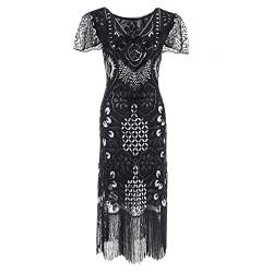 Damen 1920s Vintage Kleid Flapper Charleston Kleid Pailletten Perlen Quasten Gatsby Kostüm Kleid 20er Jahre Retro Stil Abschlussballkleid Cocktailkleid Damen Fasching Kostüm Paillettenkleider von Generisch