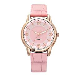 Damen Analog Quarz Armbanduhr mit Edelstahlarmband/Lederarmband Art- und Weisesport-Männer Edelstahl-Kasten-Gürtel-Band-Quarz-analoge Armbanduhr Armbanduhr Lernuhr Junge (Pink-A, One Size) von Generisch