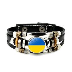 Damen Armband Vintage Ukraine Flagge Armband Ukrainische Armreifen Armbänder für Männer Frauen Armband Für Damen Geburtsstein Oktober (C, One Size) von Generisch