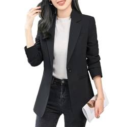 Damen-Blazer, langärmelig, einfarbig, mit einem Knopf, klassischer Blazer, Schwarz , XXXL von Generisch