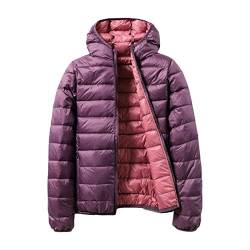 Damen Daunenjacke Packbare Oberbekleidung Wasserabweisend Leichter Wintermantel Kurze Daunenjacke Mit Kapuze (XL,Rosa) von Generisch