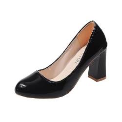 Damen-Pumps mit niedrigem Absatz, Partyschuhe für Damen, klobig, quadratisch, geschlossene Zehen, Höllen, bequeme Pumps für Hochzeit, Büro, Größe 38, Schwarz , 40 EU von Generisch