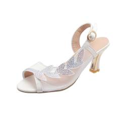 Damen Sandalen Elegant Mit Kleiner Absatz - Sandalen Damen Sommer Glitzer Mit Strass Absatzschuhe Bunte Sandalen Offener Zeh Absatzschuhe Mit Schnallen Verstellbar Hochzeitsschuhe Abendschuhe von Generisch