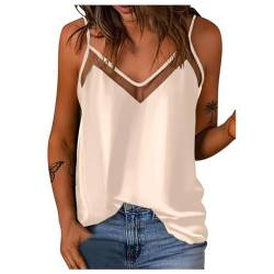 Damen Satin Tank Top Unterhemden Seide Camisole Spaghettiträger Basic Tanks Sexy Oberteil Damen Spitzen Oberteile Top V Ausschnitt Oberteil Spaghettiträger Spitzentop Elegant Sommer Shirt Cami Top von Generisch