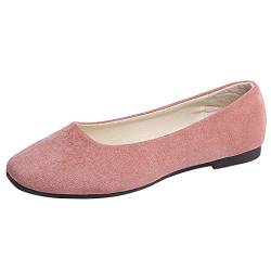Damen Schuhe Mokassins Frauen solide große Größe rutscht auf flachen flachen Komfort beiläufige einzelne Schuhe Damen Sommer Schuhe Sandalen (Pink, 36) von Generisch