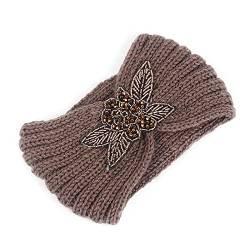 Damen-Stirnband mit Balken-Stirnband, warmes Stirnband, gestrickt mit Blume, für Kleinkinder, Schweißbänder für Jungen (Kaffee, Einheitsgröße) von Generisch