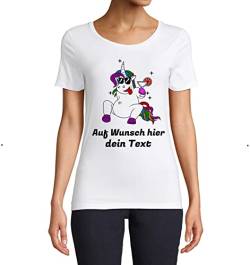 Damen T-Shirt Bedrucken, Sol's Baumwoll Basic Shirt, Kurzarm weiß, selbst gestalten mit deinem Spruch, C12 Einhorn Unicorn 7 von Generisch