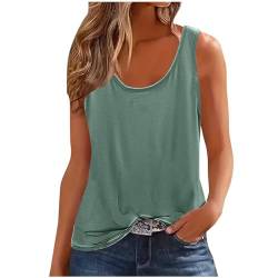 Damen Tank Top Sommer Ärmellos Oberteile Sommermode Rundhals Cami Tanktops Läsiges Lockere T Shirt Basic Tops Baumwolle Tunika Shirt Blusen Blitzangebote des Tages Grün XL von Generisch