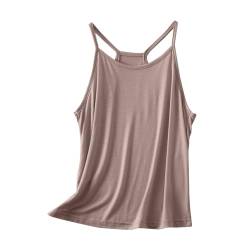 Damen Tank Top Sommer Ärmellos Oberteile Sommermode Rundhals Cami Tanktops Läsiges Lockere T Shirt Basic Tops Baumwolle Tunika Shirt Blusen Lightning Deals Khaki M von Generisch