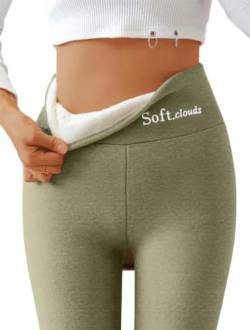 Damen Thermo Leggings Gefütterte Thermische Dehnbar Leggings Winter Verdickte Warme Leggins Slim Strumpfhose Hohe Taille Fleece Plüschleggings von Generisch