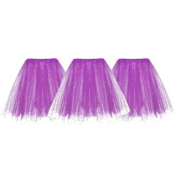 Damen Tüll Tutu Rock Pailletten Tutu Rock Prinzessin Rock für Party Ballett Tanzen Damen Tüllrock 3 Lagen Tüll Rock mit Pailletten Adult Teen Tütü Rock Retro 80er Party (Purple-1, Einheitsgröße) von Generisch