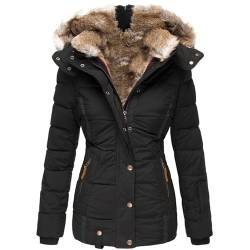 Damen Winterjacke Wintermantel Winterparka Fleecejacke Steppjacke Winter Jacke Parka Daunenmantel Warmer Gefüttert Steppmantel Übergangsjacke Dicker Warm Outdoor Jacke Winter(Schwarz,S) von Generisch