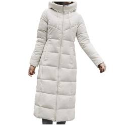 Damen Wintermantel Winterjacke Winterparka Fleecejacke Steppmantel Steppjacke Daunenmantel Winter Jacke Parka Abnehmbarer Fellkapuze Warmer Gefüttert Dicker Warm Outdoor Jacke(Weiß,L) von Generisch