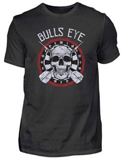 Dart Bullseye - Darts Totenkopf Dartscheibe Sport Geschenk Cool Lustig Spruch Retro Vintag - Herren Shirt -M-Schwarz von Generisch