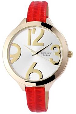 Design Damen Armband Uhr Silber Rot Gold Kunst Leder Mode Quarz von Generisch