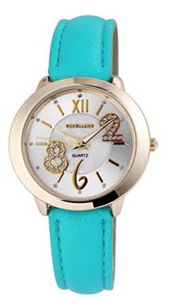 Design Damen Armband Uhr Silber Weiß Blau Gold Perlmutt Kunst Leder von Generisch