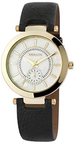 Design Damen Armband Uhr Weiß Grau Gold Chrono Look Kunst Leder Quarz von Generisch