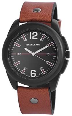 Design Herren Armband Uhr Schwarz Braun Analog Leder Imitat Quarz 295072500185U von Generisch