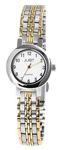 Dezente Modische Damen Armband Uhr Weiß Silber Gold Analog Edelstahl JU10159001U von Generisch